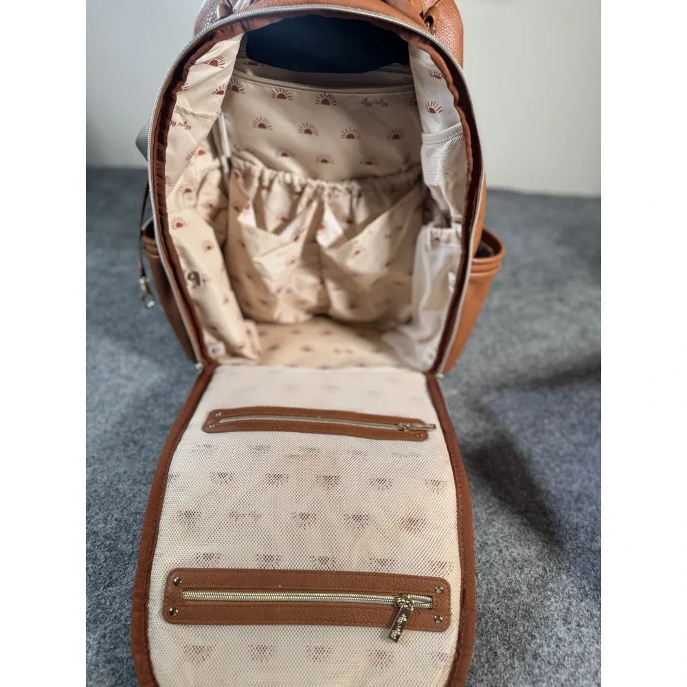 Itzy Ritzy Boss Plus Backpack Diaper Bag - Cognac Vegan leather Finish